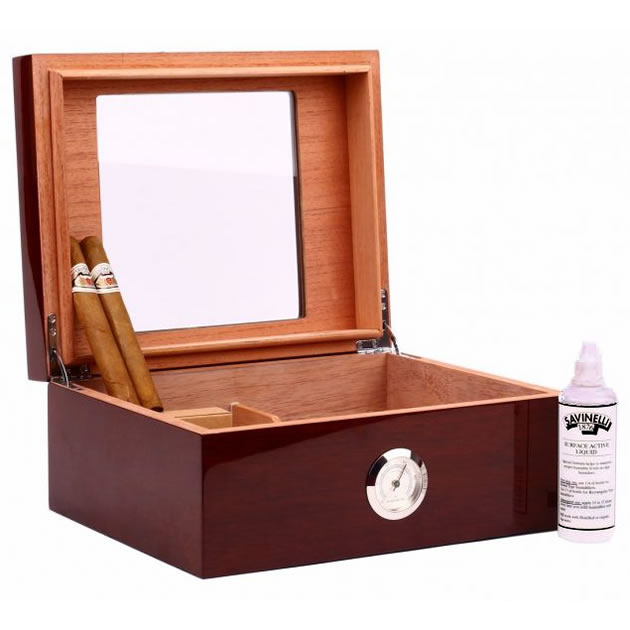 Savinelli Humidor, Burgundy lacquer, 50-70 cigars, 